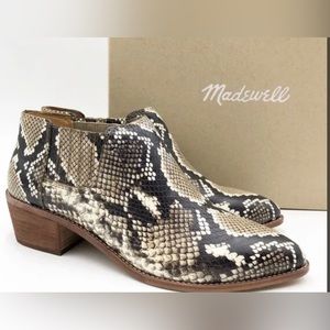 Madewell Sonia snakeskin embossed leather ankle boots . 7.5